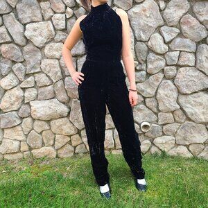 90s B.B. Collections Barbara Barbara Velvet Jumpsuit NWT Size 6